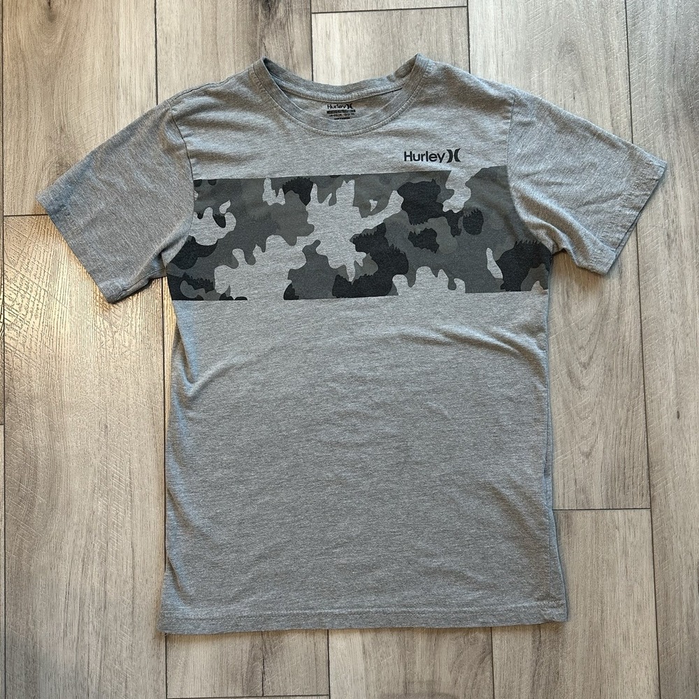 Hurley Boys XL (13-15yrs)‎ T-Shirt Gray Black Camo